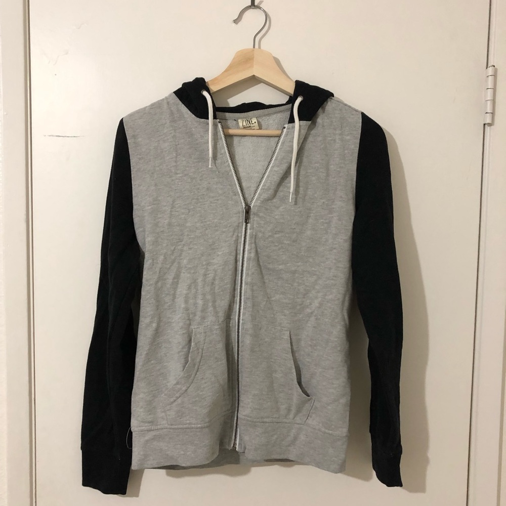 Zine Color blocked Black and Grey Hoodie